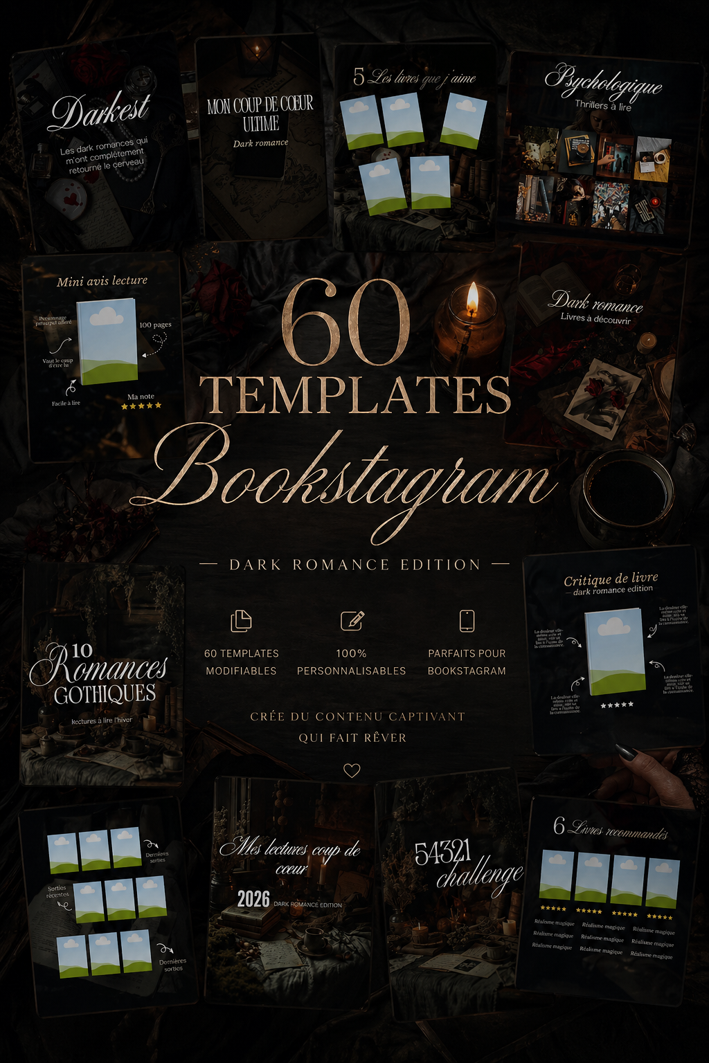 Dark Romance Aesthetic — 60 Templates