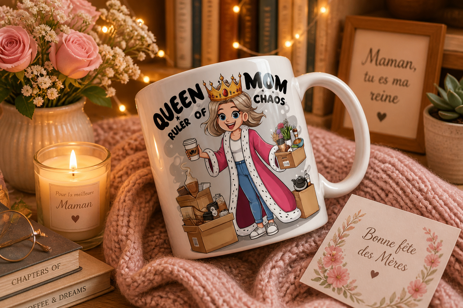 👑💖 Mug “Queen Mom – Ruler of Chaos”