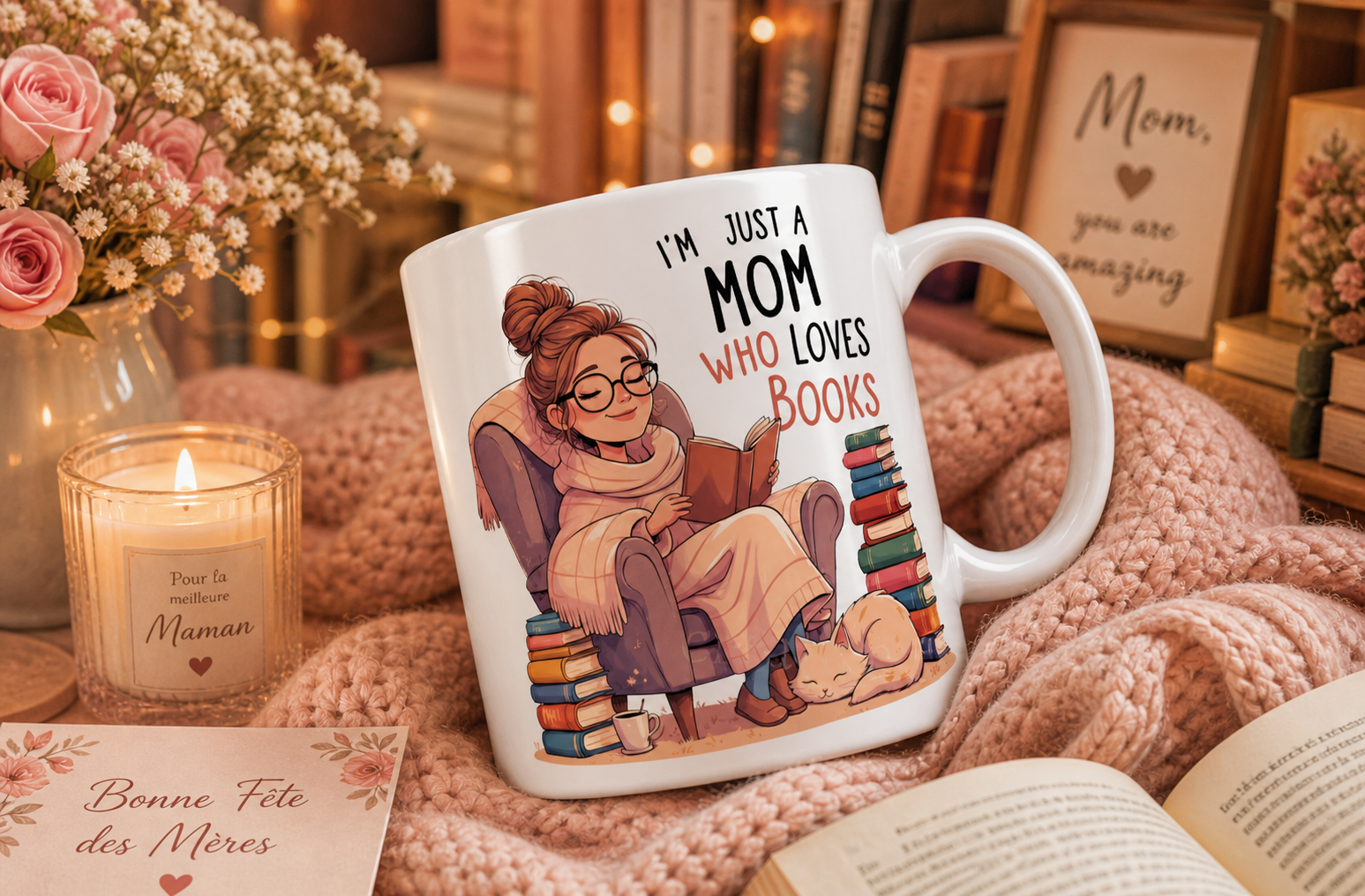 📚💖 Mug “I’m Just a Mom Who Loves Books”