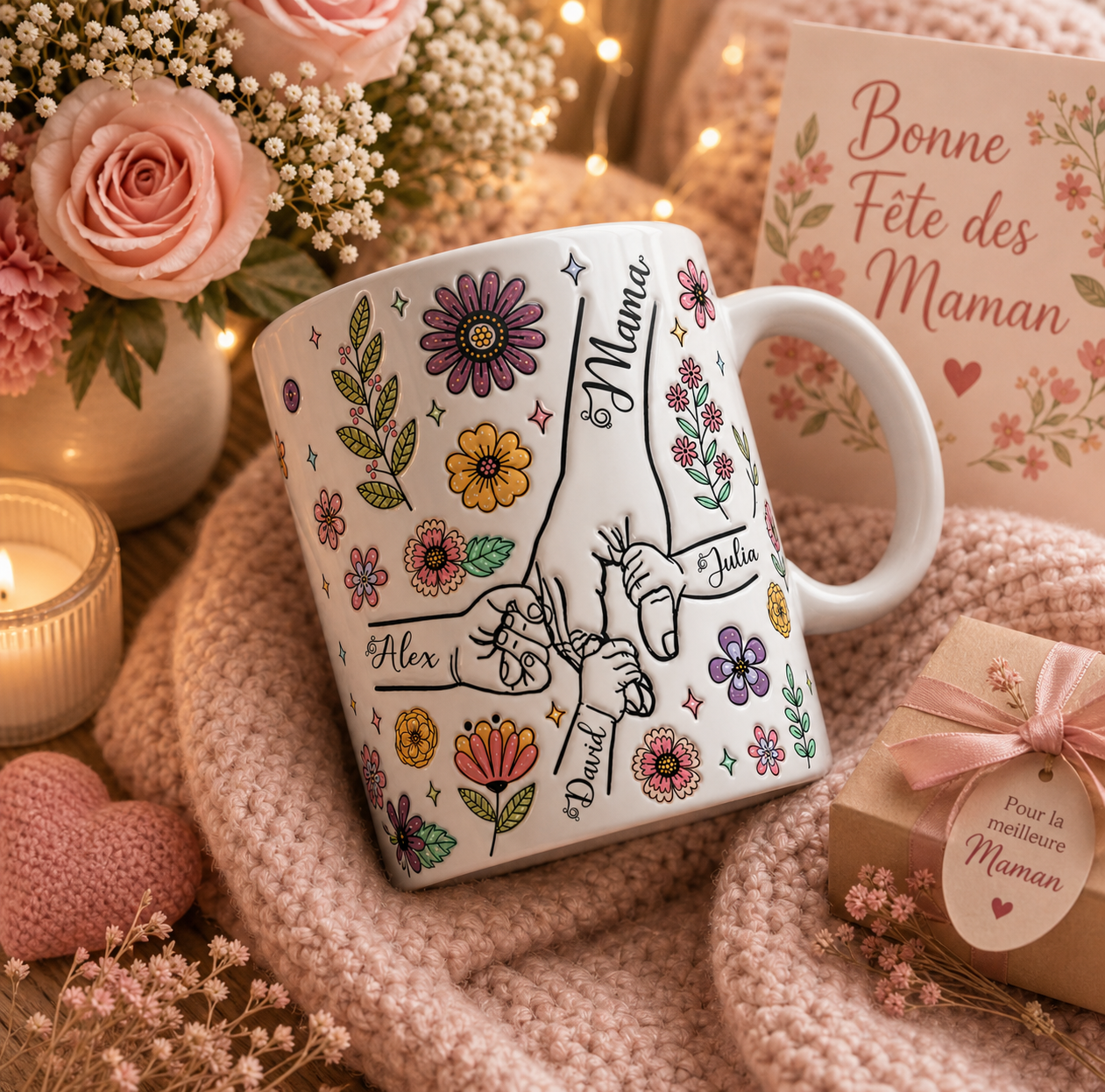 💖 Mug Personnalisé “Maman & ses petits cœurs”