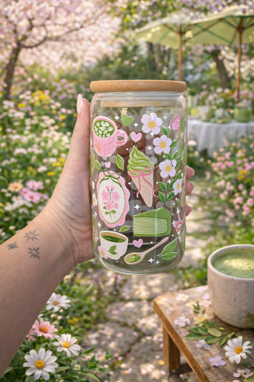 Cup Matcha & Jardin Fleuri 🍵🌸